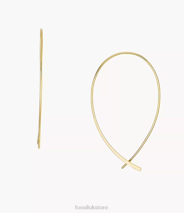 Jewelry 2N02H1080 Gold-Tone Women Fossil All Stacked Up Brass Whisper Hoop Earrings