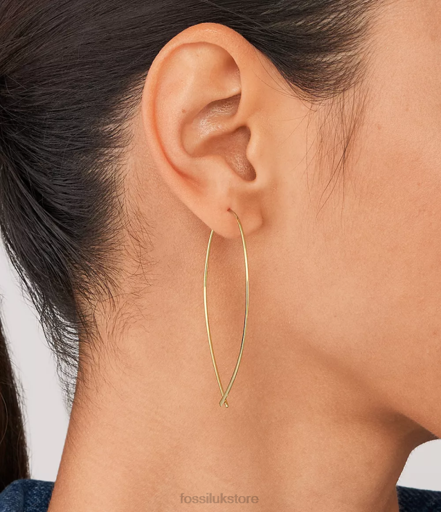 Jewelry 2N02H1080 Gold-Tone Women Fossil All Stacked Up Brass Whisper Hoop Earrings