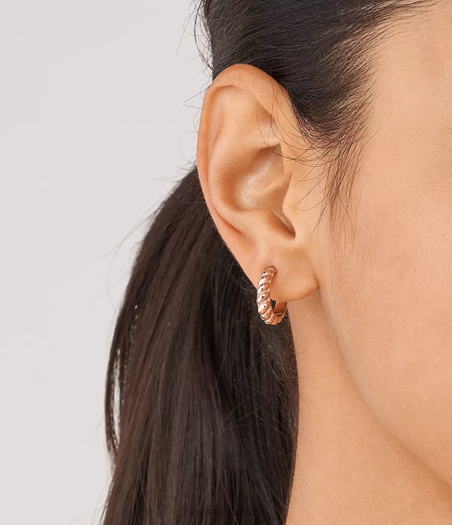 Jewelry 2N02H1081 Rose Gold-Tone Women Fossil Vintage Twists Stainless Steel Hoop Earrings