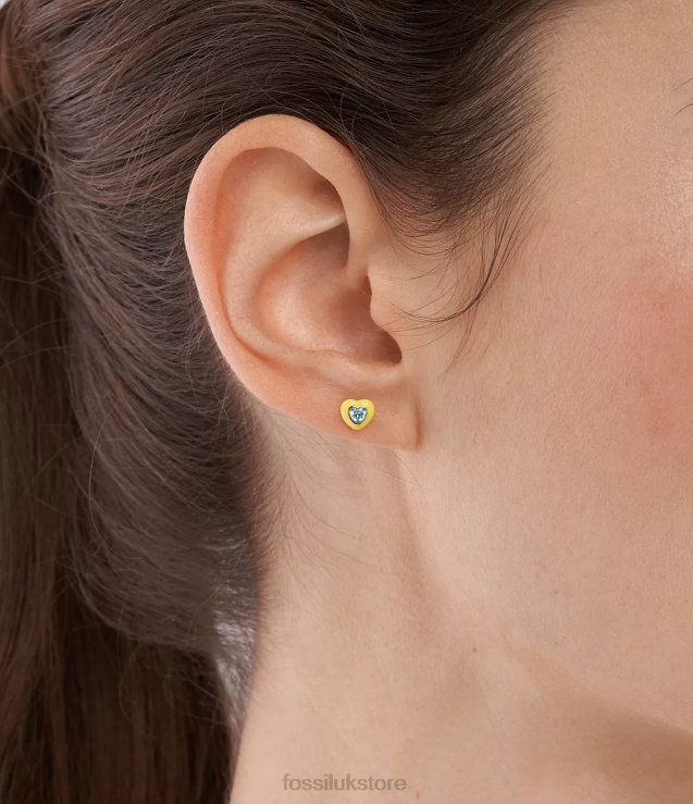 Jewelry 2N02H1087 Yellow Women Fossil Color Pop Heart Stud Earrings