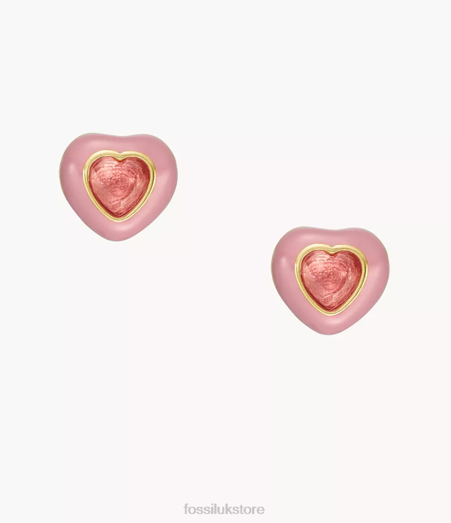 Jewelry 2N02H1088 Pink Women Fossil Color Pop Heart Stud Earrings