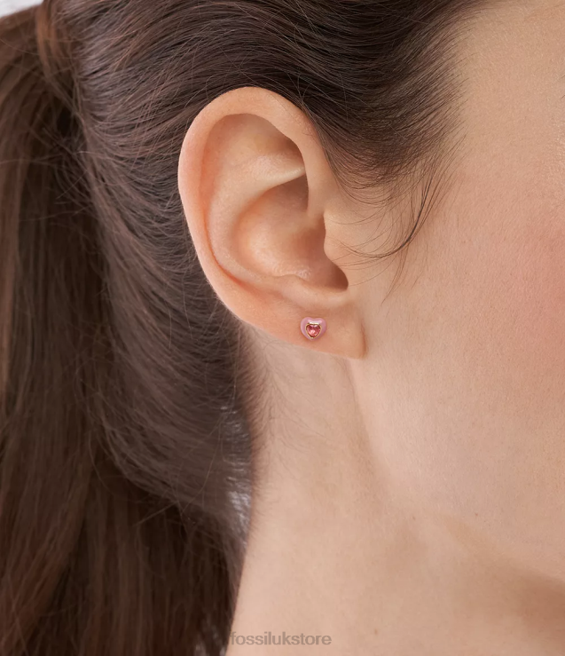 Jewelry 2N02H1088 Pink Women Fossil Color Pop Heart Stud Earrings