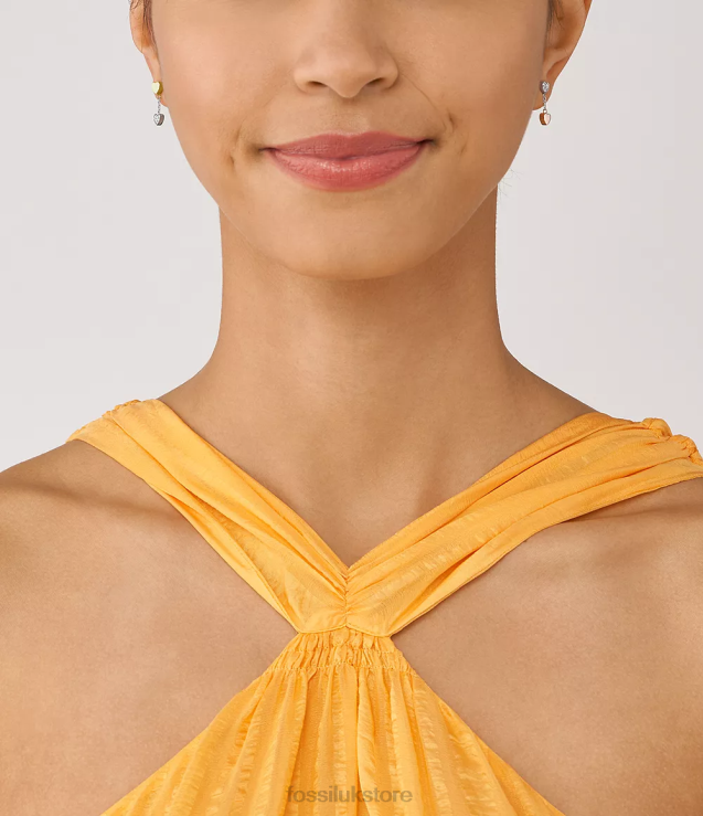 Jewelry 2N02H1089 Two-Tone Women Fossil Sadie Galentine Tri-Tone Stainless Steel Drop Earrings