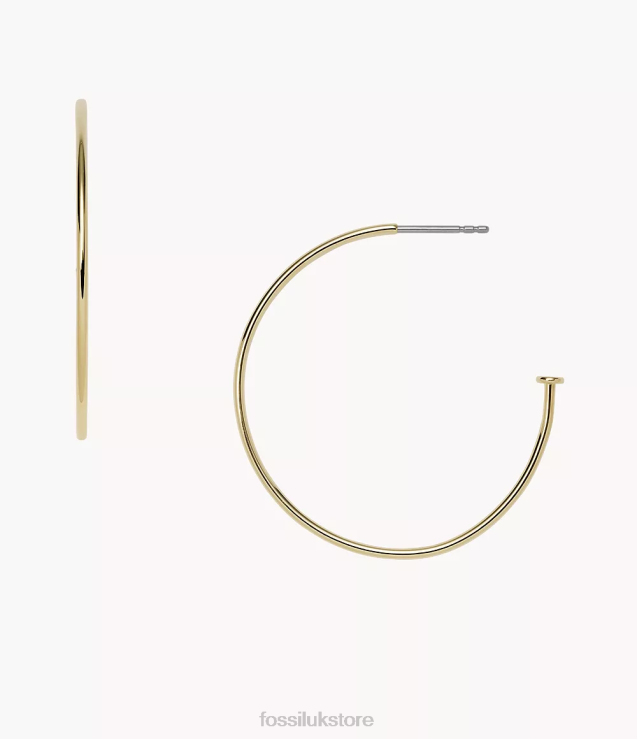 Jewelry 2N02H1165 Gold-Tone Women Fossil Corra Oh So Charming Stainless Steel Hoop Earrings