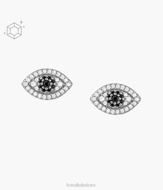 Jewelry 2N02H1240 Silver Women Fossil Evil Eye Sterling Stud Earrings