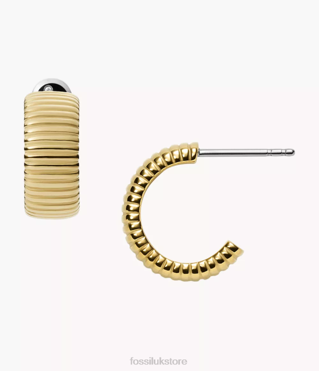 Jewelry 2N02H1241 Gold-Tone Women Fossil Georgia Vintage Heritage Stainless Steel Hoop Earrings