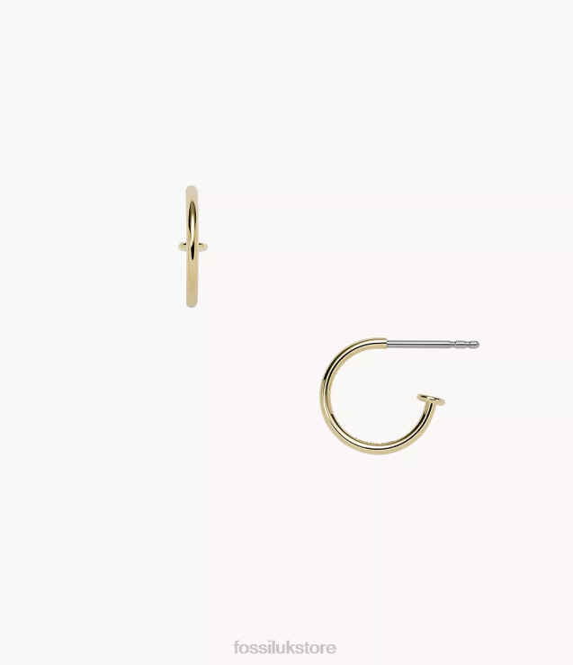 Jewelry 2N02H1257 Gold-Tone Women Fossil Corra Oh So Charming Stainless Steel Hoop Earrings