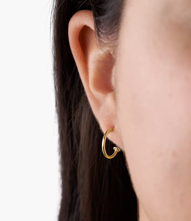 Jewelry 2N02H1257 Gold-Tone Women Fossil Corra Oh So Charming Stainless Steel Hoop Earrings