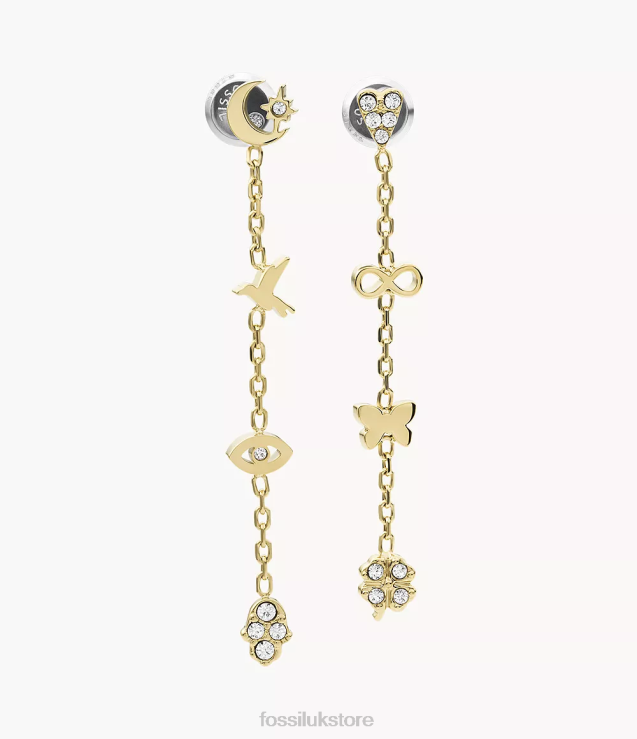 Jewelry 2N02H1304 Golden Women Fossil Sutton Icons Stainless Steel Drop Earrings