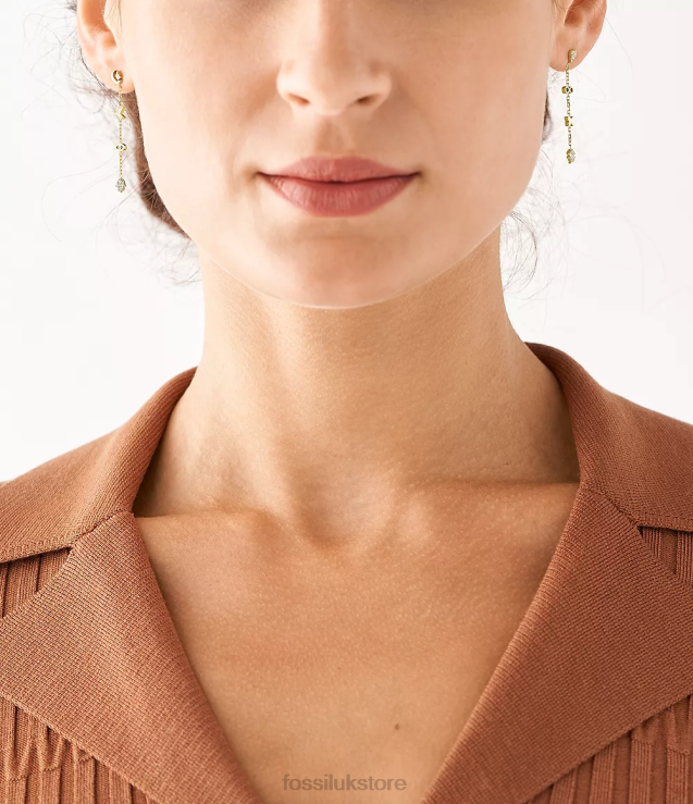 Jewelry 2N02H1304 Golden Women Fossil Sutton Icons Stainless Steel Drop Earrings