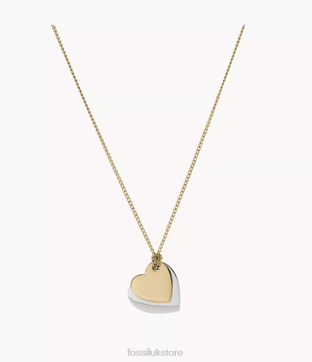 Jewelry 2N02H1135 Two-Tone Women Fossil Lane Stainless Steel Heart Chain Necklace