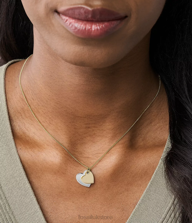 Jewelry 2N02H1135 Two-Tone Women Fossil Lane Stainless Steel Heart Chain Necklace