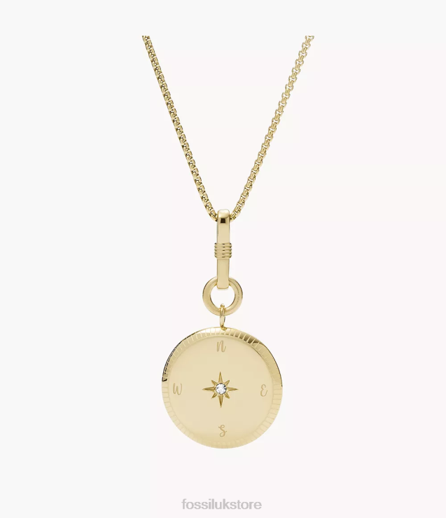 Jewelry 2N02H1139 Gold-Tone Women Fossil Georgia New Years Intentions Stainless Steel Pendant Necklace