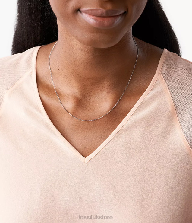 Jewelry 2N02H1162 Silver-Tone Women Fossil Corra Oh So Charming Short Stainless Steel Chain Necklace