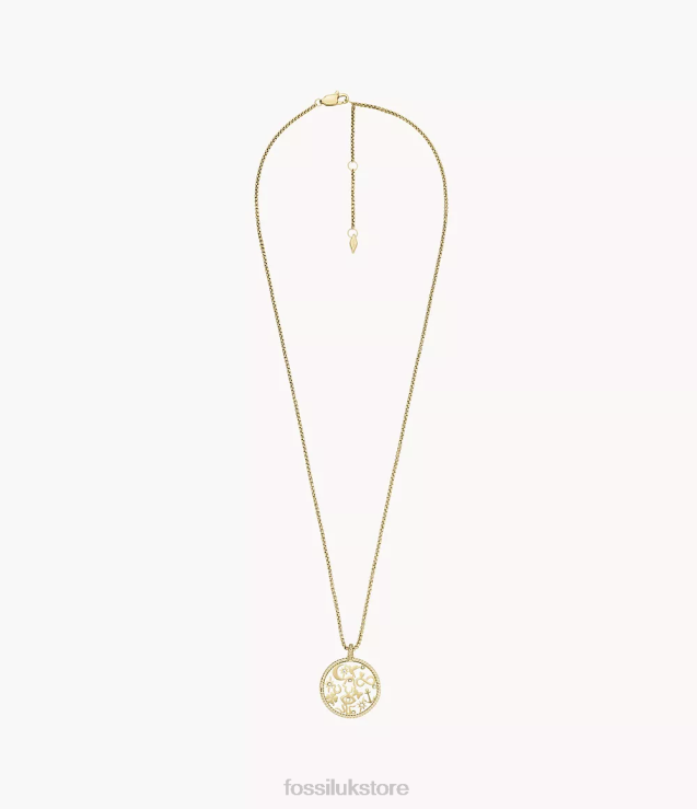 Jewelry 2N02H1216 Golden Women Fossil Sutton Icons Stainless Steel Pendant Necklace