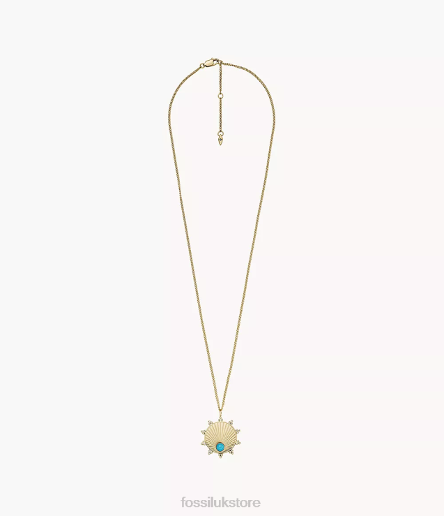 Jewelry 2N02H1236 Turquoise Women Fossil Texas Sun Pendant Necklace