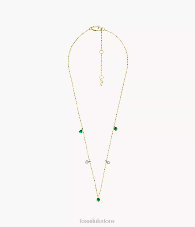 Jewelry 2N02H1255 Bright Green and Clear Crystal Women Fossil Sadie Festive Shine Dangle Necklace