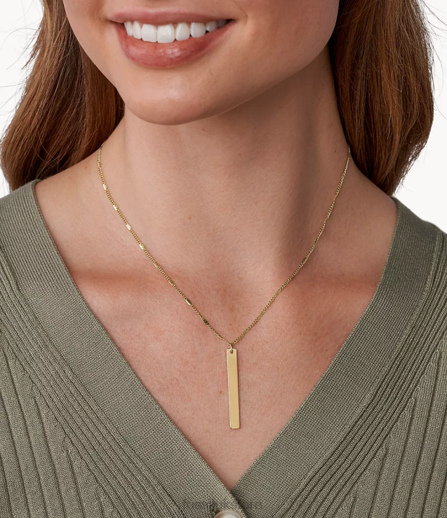 Jewelry 2N02H1309 Gold-Tone Women Fossil Lane Bar Stainless Steel Necklace