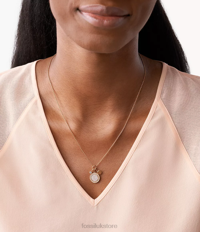 Jewelry 2N02H1310 Rose Gold-Tone Women Fossil Sutton Halo Steel Pendant Necklace