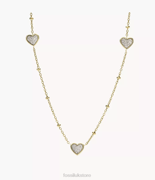 Jewelry 2N02H1318 Gold-Tone Women Fossil Sutton Classic Valentine Stainless Steel Heart Chain Necklace