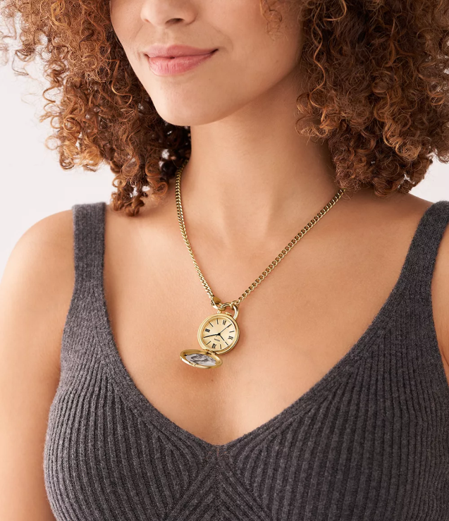 Jewelry 2N02H898 Gold-Tone Women Fossil Jacqueline Three-Hand Stainless Steel Watch Locket