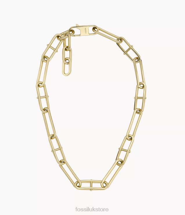 Jewelry 2N02H902 Gold-Tone Women Fossil Heritage D-Link Stainless Steel Chain Necklace