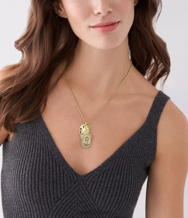 Jewelry 2N02H903 Gold-Tone Women Fossil Star Wars C-3PO Stainless Steel Dog Tag Necklace