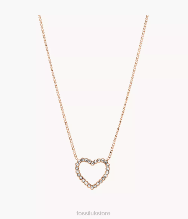 Jewelry 2N02H907 Rose Gold-Tone Women Fossil Sutton Open Heart Stainless Steel Necklace