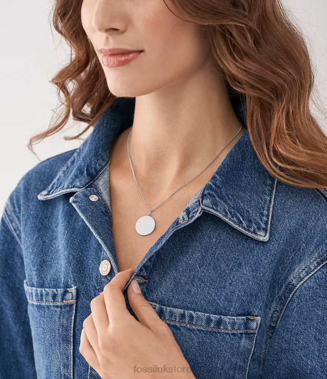 Jewelry 2N02H908 Silver-Tone Women Fossil Drew Stainless Steel Pendant Necklace