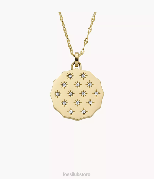 Jewelry 2N02H913 Gold-Tone Women Fossil Sadie Scalloped Edge Stainless Steel Pendant Necklace