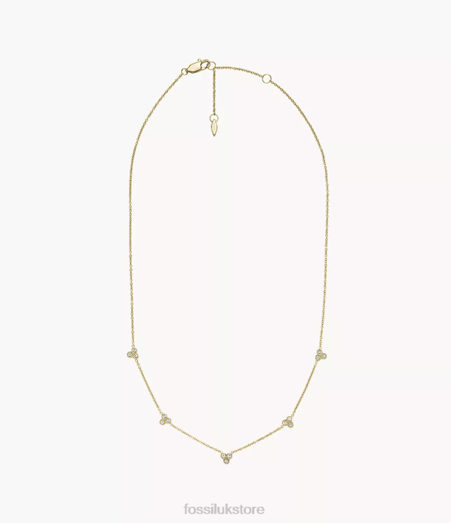 Jewelry 2N02H920 Gold-Tone Women Fossil Sadie Trio Glitz Stainless Steel Station Necklace