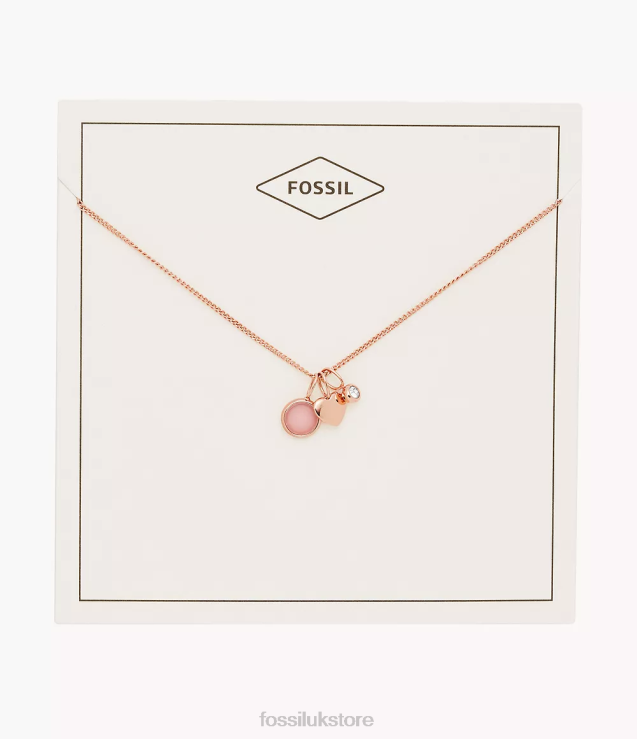 Jewelry 2N02H925 Ros Women Fossil Georgia Heart and e Quartz Necklace