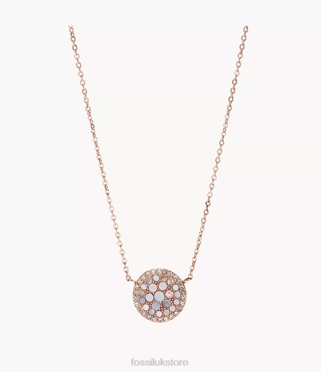 Jewelry 2N02H930 Pink/Rose Gold Women Fossil Val Mosaic Stainless Steel Necklace