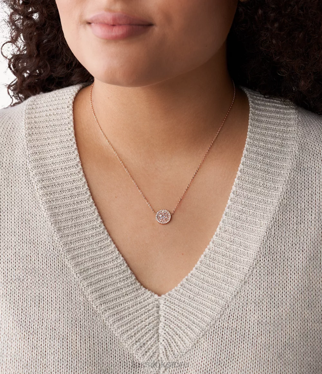 Jewelry 2N02H930 Pink/Rose Gold Women Fossil Val Mosaic Stainless Steel Necklace