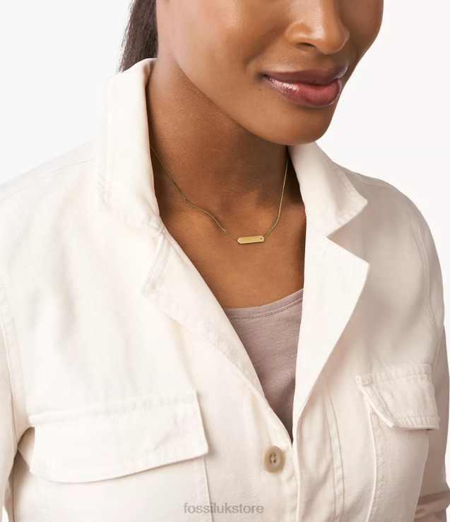 Jewelry 2N02H931 Gold-Tone Women Fossil Lane Stainless Steel Bar Chain Necklace