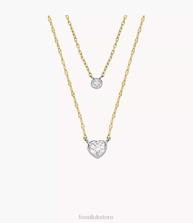Jewelry 2N02H932 Two-Tone Women Fossil Sadie Tokens Of Affection Stainless Steel Chain Necklace