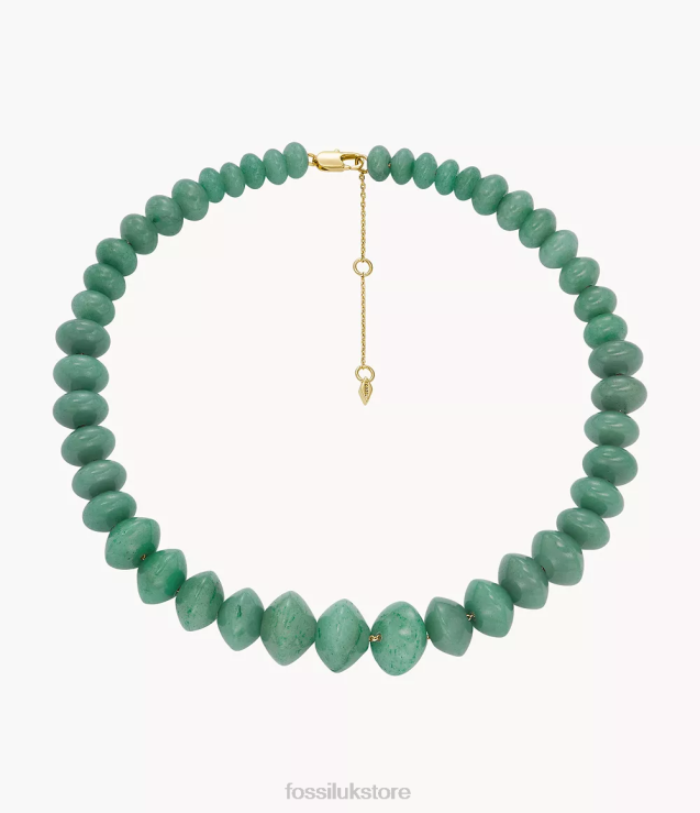 Jewelry 2N02H934 Green Women Fossil All Stacked Up Aventurine Beaded Necklace