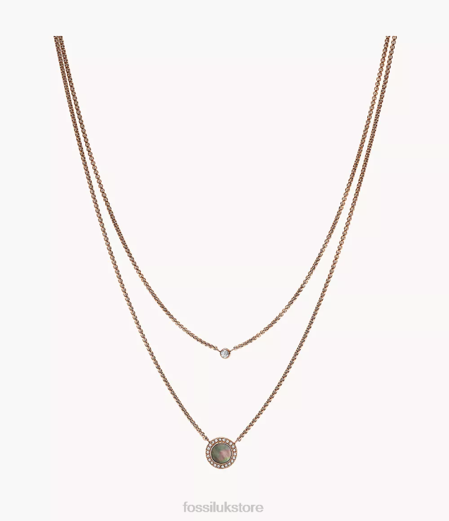 Jewelry 2N02H936 Gray Mother-of-Pearl Women Fossil Val Double Disc Pendant Necklace