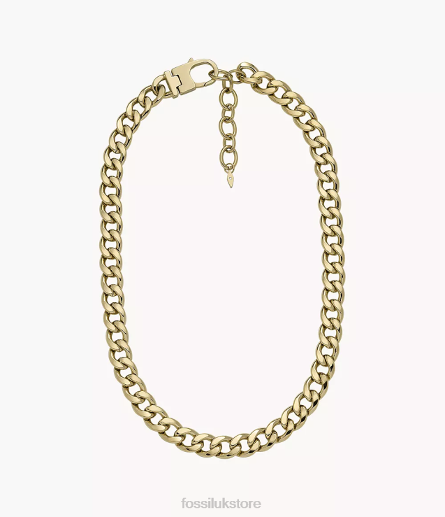 Jewelry 2N02H937 Gold-Tone Women Fossil All Stacked Up Stainless Steel Chain Necklace