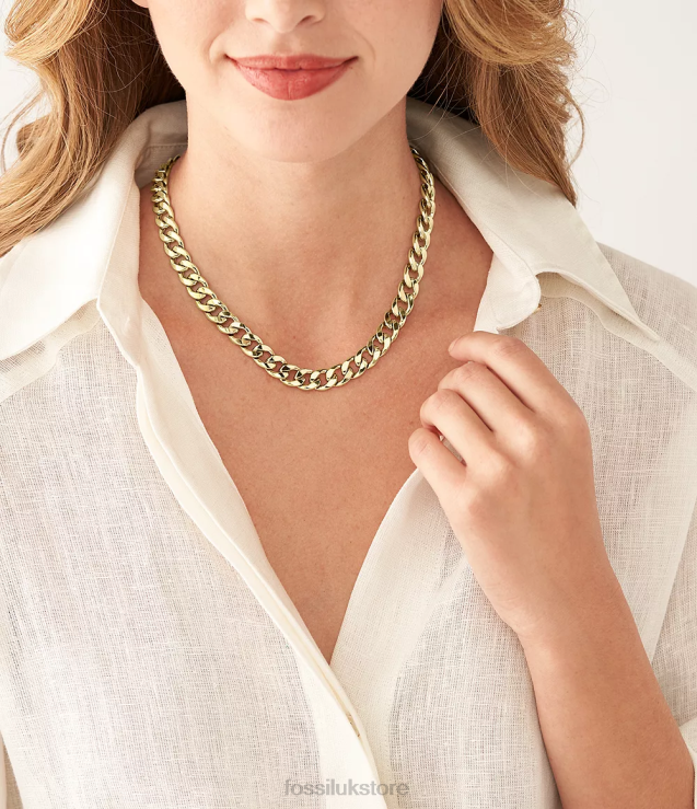 Jewelry 2N02H937 Gold-Tone Women Fossil All Stacked Up Stainless Steel Chain Necklace