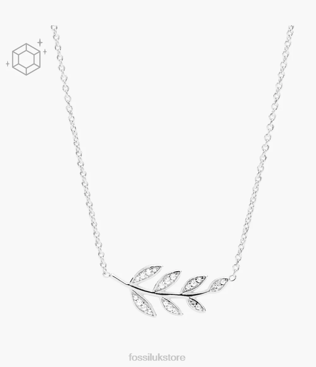 Jewelry 2N02H938 Silver Women Fossil Elliott Olive Branch Sterling Pendant Necklace