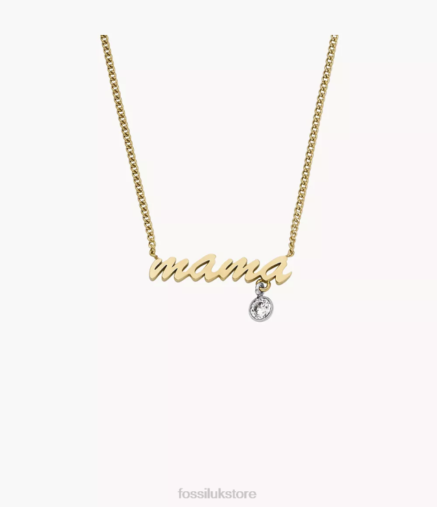 Jewelry 2N02H945 Two-Tone Women Fossil Sadie Name Necklace Stainless Steel Chain Necklace