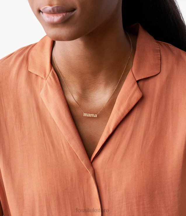 Jewelry 2N02H949 Rose Gold-Tone Women Fossil Georgia Mama Stainless Steel Necklace