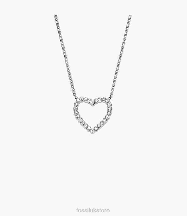 Jewelry 2N02H950 Silver-Tone Women Fossil Sadie Open Hearted Stainless Steel Chain Necklace