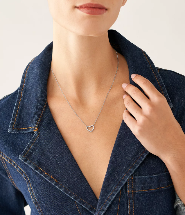 Jewelry 2N02H950 Silver-Tone Women Fossil Sadie Open Hearted Stainless Steel Chain Necklace