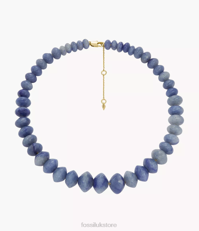 Jewelry 2N02H952 Blue Women Fossil All Stacked Up Aventurine Beaded Necklace