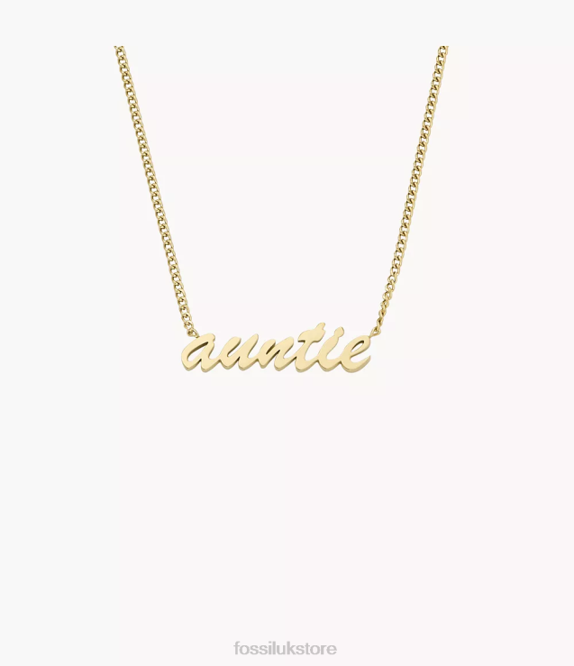 Jewelry 2N02H953 Gold-Tone Women Fossil Name Necklace Stainless Steel Chain Necklace