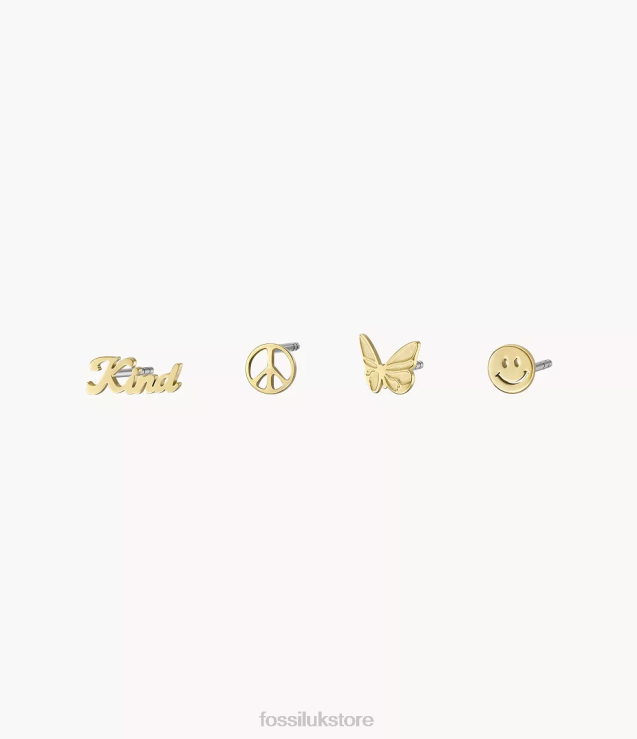 Jewelry 2N02H1047 Gold-Tone Women Fossil La La Land Stainless Steel Stud Earrings Set