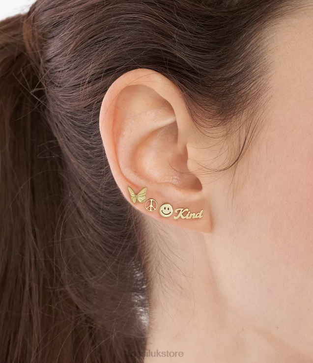 Jewelry 2N02H1047 Gold-Tone Women Fossil La La Land Stainless Steel Stud Earrings Set