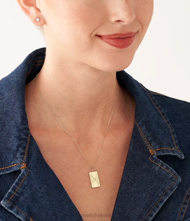 Jewelry 2N02H1218 Gold-Tone Women Fossil Celestial Opals Synthetic Opal Necklace and Earrings Set